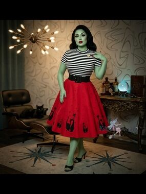 🐈‍⬛️✨️Heart Of Haute x El Gato Gomez Ltd. Edition Atomic Cats Twirl Skirt -  M